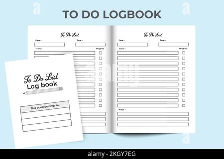 To-do list KDP interior. To-do list logbook and Task tracker. Task planner notebook. KDP interior work list journal. To do task logbook. Daily work ch Stock Vector