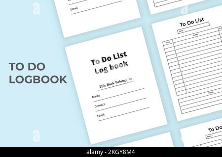 To-do list KDP interior. To-do list notebook and Task tracker. KDP interior work list log book. To do task journal. Daily work planner. Time managemen Stock Vector