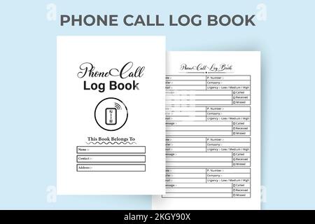 KDP interior Phone call tracker notebook. Business purpose incoming and outgoing phone call tracker logbook. KDP interior journal. Phone call and mess Stock Vector