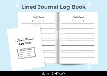 Line journal log book KDP interior. Simple lined journal notebook. Diary interior template. KDP interior log book. Lined journal interior design. Simp Stock Vector