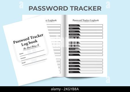 KDP interior password tracker. Password tracker and website information notebook interior. Website security checker log book KDP interior. Password tr Stock Vector