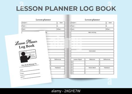 KDP interior Lesson planner journal template. Study planner and task tracker log book. KDP interior notebook. Lesson planner logbook for educational o Stock Vector