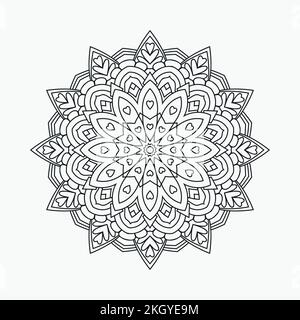 Kids coloring book mandala ornament vector. Mandala vector for coloring pages. Arabic ornament decoration element. Black and white mandala line art fo Stock Vector
