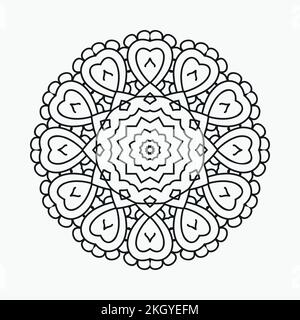 Traditional Arabian mandala and floral pattern. Doodle mandala on a white background. Circular pattern mandala for Coloring pages. Decorative mandala Stock Vector