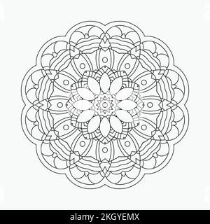 Decoration Mandala pattern for coloring pages. Flower mandala line art vector. Circular mandala pattern vector. Vintage Indian decoration elements. Co Stock Vector