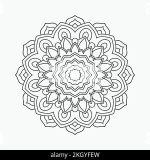 Mandala line art vector for kids coloring pages. Vintage mandala pattern in Indian style. Decoration mandala design in Arabic style. kids coloring pag Stock Vector