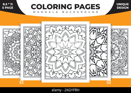 Traditional Indian mandala collection KDP interior. Circular mandala pattern set for kids coloring pages. Doodle mandala on a white background. Decora Stock Vector