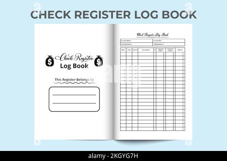 Check register KDP interior journal. Balance checkbook and transaction tracker. KDP interior journal. Check register log book and balance checker. Ban Stock Vector