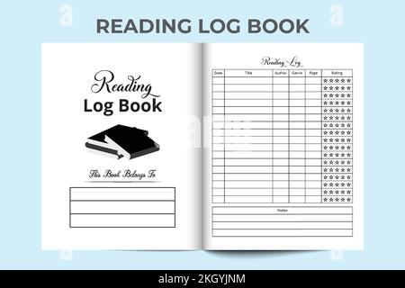 Reading log book KDP interior. Book reading notebook and reader expression tracker template. Reading review journal interior. KDP interior notebook te Stock Vector