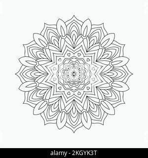 Mandala ornament line art vector for kids coloring pages. Arabic style mandala pattern design. Coloring page for kids. Traditional Arabian mandala lin Stock Vector