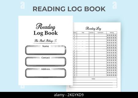 KDP interior reading notebook. Book review tracker journal for readers KDP interior. Book reading logbook and reader expression tracker interior. KDP Stock Vector