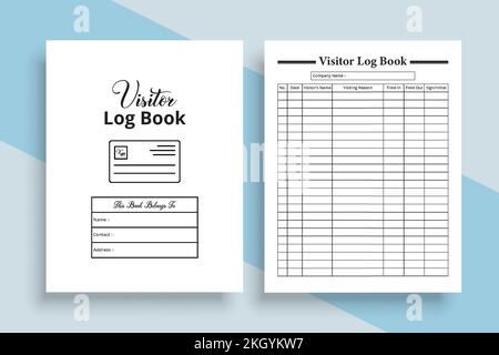 Visitor notebook KDP interior. Visitor timing tracker log book template. KDP interior journal. Business essential visitor incoming and outgoing tracke Stock Vector