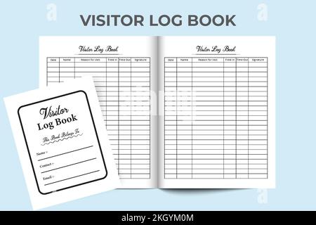 KDP interior visitor log book template. Visitor timing tracker notebook interior. Business purpose visitor incoming and outgoing tracker journal templ Stock Vector