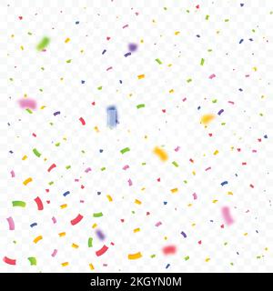 Confetti and tinsel explosion background. Realistic multicolor confetti vector illustration. Colorful confetti isolated on transparent background. Car Stock Vector