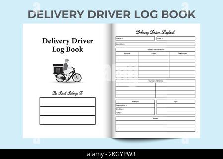 Delivery driver log book KDP interior. Online shopping delivery tracker and customer information notebook template. KDP interior notebook. Driver regu Stock Vector