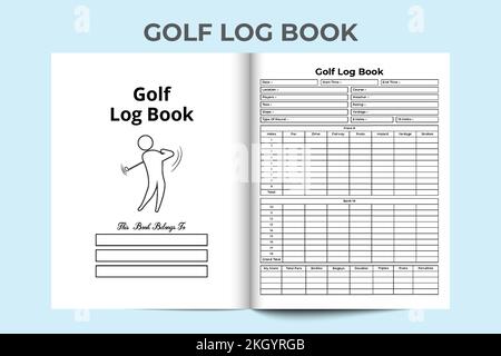 Golf journal KDP interior. Golf game score information recorder and weather checker template. KDP interior logbook. Golf cart location info checker an Stock Vector