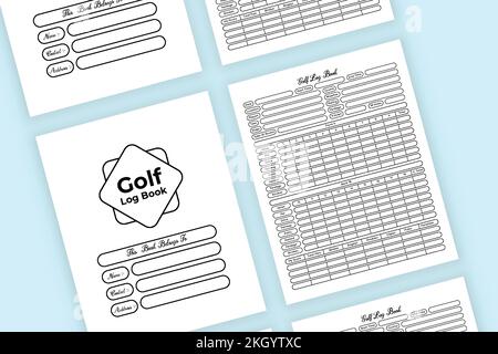 Golf score KDP interior log book template. Golf cart information and player game score tracker interior. KDP interior journal. Golf location info reco Stock Vector