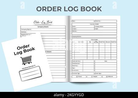 Order log book KDP interior. Business purpose notebook template. KDP interior journal. Business Order tracker notebook and payment checker interior. O Stock Vector