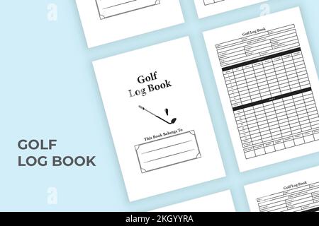 Golf score journal KDP interior. Golf score tracker and cart information notebook template. KDP interior logbook. Golf location and player information Stock Vector