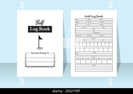 Golf score KDP interior notebook. Golf location and player information logbook template. KDP interior journal. Sports scorebook KDP interior. Golf sco Stock Vector