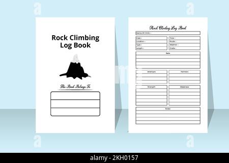 Rock climbing logbook KDP interior. Rock climber information tracker and hiking tracker template. KDP interior journal. Rock climber and location info Stock Vector