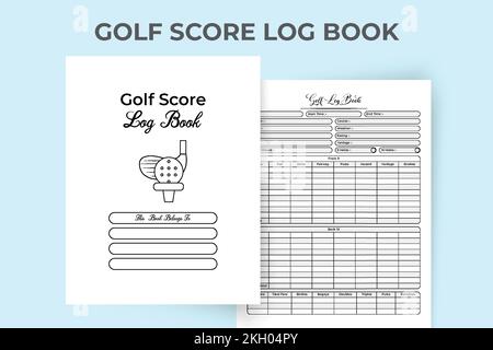 Golf score tracker KDP interior journal. Golf regular score calculator and location tracker template. KDP interior notebook. Golf player information t Stock Vector