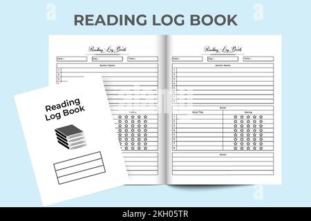 Reading log book KDP interior. Daily book reading tracker and book review information checker template. KDP interior journal. Reading information trac Stock Vector