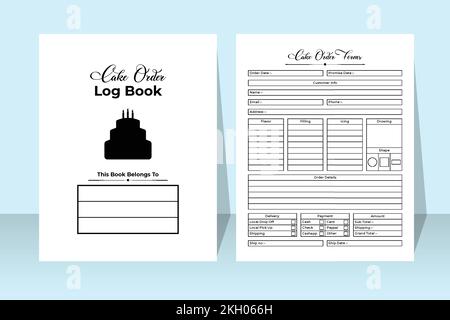 Cake order log book KDP interior. Cake business order tracker and customer information checker template. KDP interior journal. Cake order details and Stock Vector
