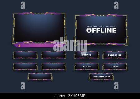 Gamer broadcast screen panel decoration with red and white colors ...