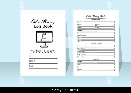 Daily shopping info tracker KDP interior notebook. Customer information tracker and shopping payment checker template. KDP interior journal. Online sh Stock Vector