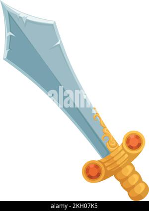 Fantasy sword icon. Cartoon sharp blade weapon Stock Vector