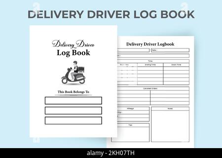 Delivery driver notebook KDP interior. Home delivery service information tracker and order record journal template. KDP interior journal. Online shopp Stock Vector