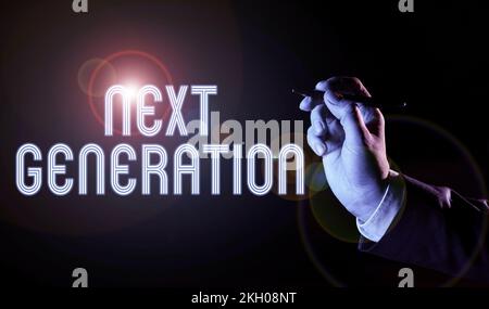 Handwriting text Next Generation. Business showcase product that has been developed using the latest technology Stock Photo