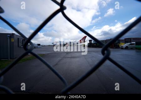 Newquay Cornwall UK 11 22 2022 RAF St Mawgan Spaceport Virgin Orbit LauncherOne Stock Photo