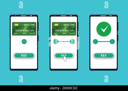 Digital money transferring and payment methods with a mobile vector. Paying money with an ATM card by using a smartphone illustration. Online money pa Stock Vector