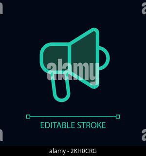 Handheld megaphone pixel perfect glassmorphism ui icon for dark theme Stock Vector