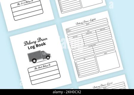 Delivery driver journal KDP interior. Daily order delivery checker and customer information tracker interior. KDP interior log book. Delivery driver r Stock Vector