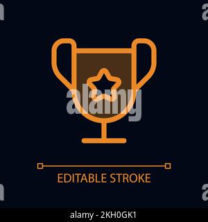 Trophy cup pixel perfect glassmorphism ui icon for dark theme Stock Vector