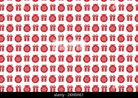 Christmas element pattern decoration with gifts and snowflakes. Seamless Christmas pattern vector on a white background. Christmas endless pattern des Stock Vector