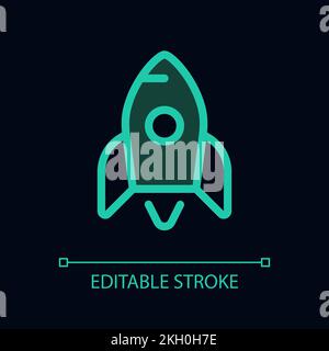 Rocket pixel perfect glassmorphism ui icon for dark theme Stock Vector
