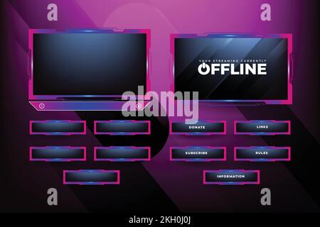 Girly gaming screen panel with pink and dark colors. Online