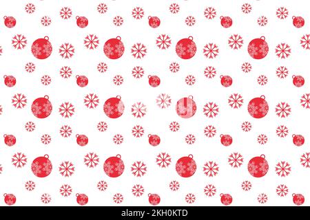 Christmas simple pattern decoration with snowflakes and decoration balls. Christmas seamless pattern texture for book covers and backgrounds. Christma Stock Vector