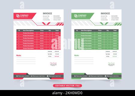 Professional business invoice and price receipt decoration. Corporate business payment receipt and billing paper vector. Company invoice receipt and p Stock Vector