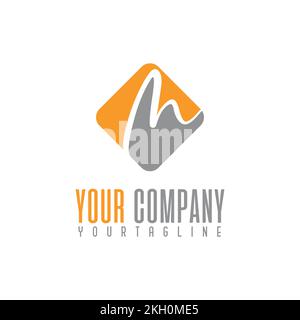 M letter mountain river professional simple modern logo design Stock Vector