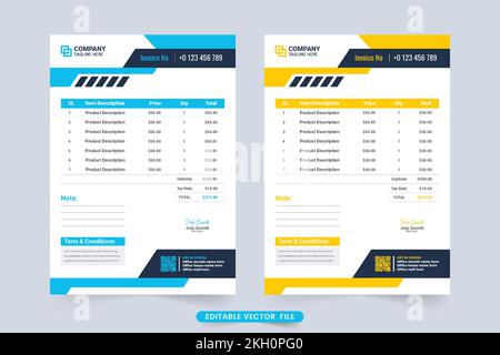 Invoice template vector with minimalist decoration for business ...