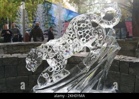 Ice sculpture at Canary Wharf Winter Ice festival Stock Photo - Alamy