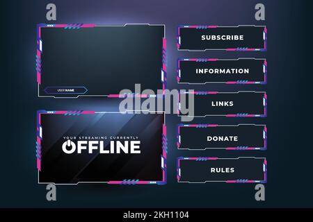 Simple streaming overlay and screen interface decoration with blue
