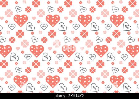 Seamless love pattern decoration with different heart shapes. Abstract love pattern background for wallpapers and wrapping papers. Minimal pattern vec Stock Vector