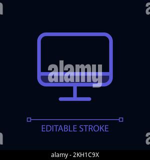 TV display pixel perfect glassmorphism ui icon for dark theme Stock Vector