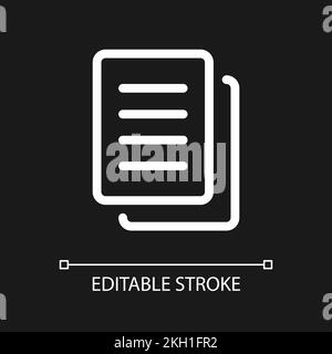Copy pixel perfect white linear ui icon for dark theme Stock Vector